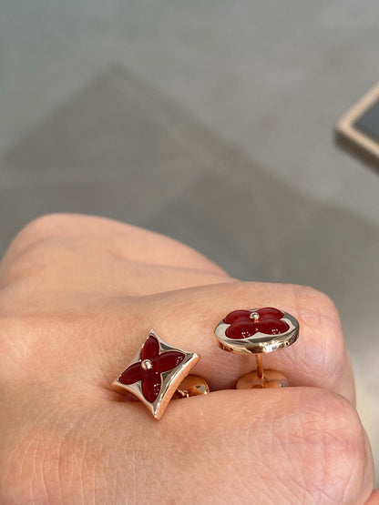 [⭐Haelin Jewelry]STAR AND SUN PINK GOLD CARNELIAN STUD EARRINGS