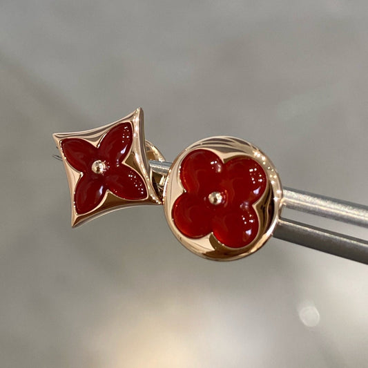 [⭐Haelin Jewelry]STAR AND SUN PINK GOLD CARNELIAN STUD EARRINGS