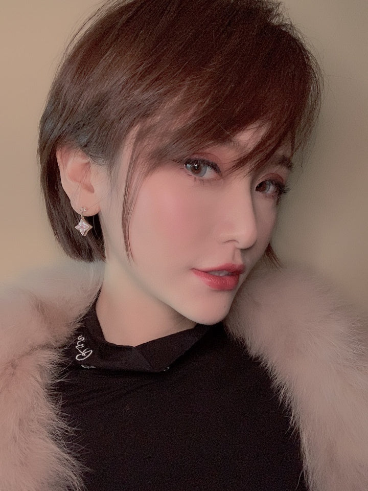 [⭐Haelin Jewelry]DOUBLE STAR PINK GOLD MOP DROP EARRINGS