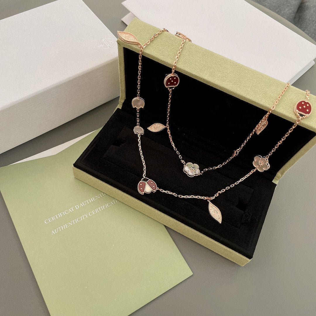 [⭐Haelin Jewelry]LUCKY SPRING 15 MOTIFS ROSE GOLD NECKLACE