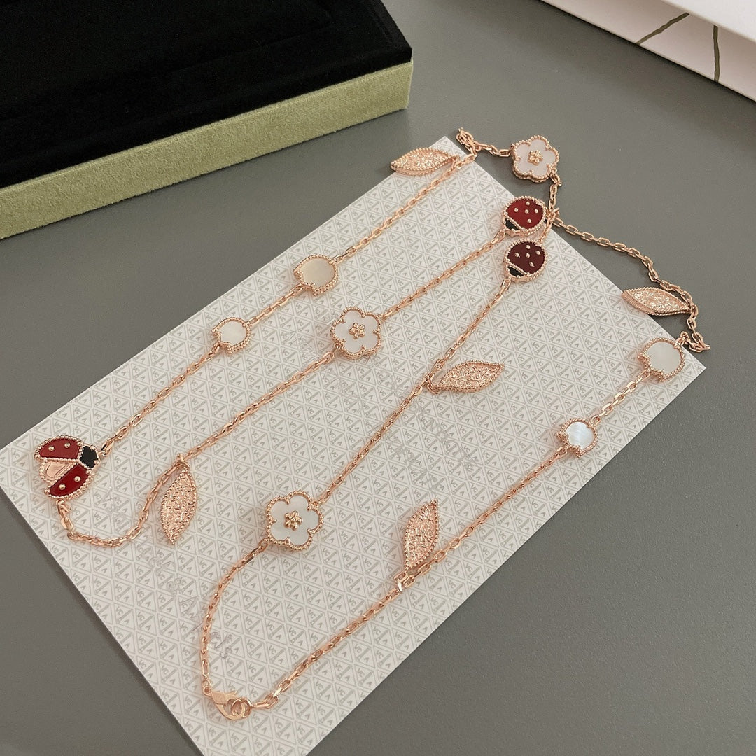 [⭐Haelin Jewelry]LUCKY SPRING 15 MOTIFS ROSE GOLD NECKLACE