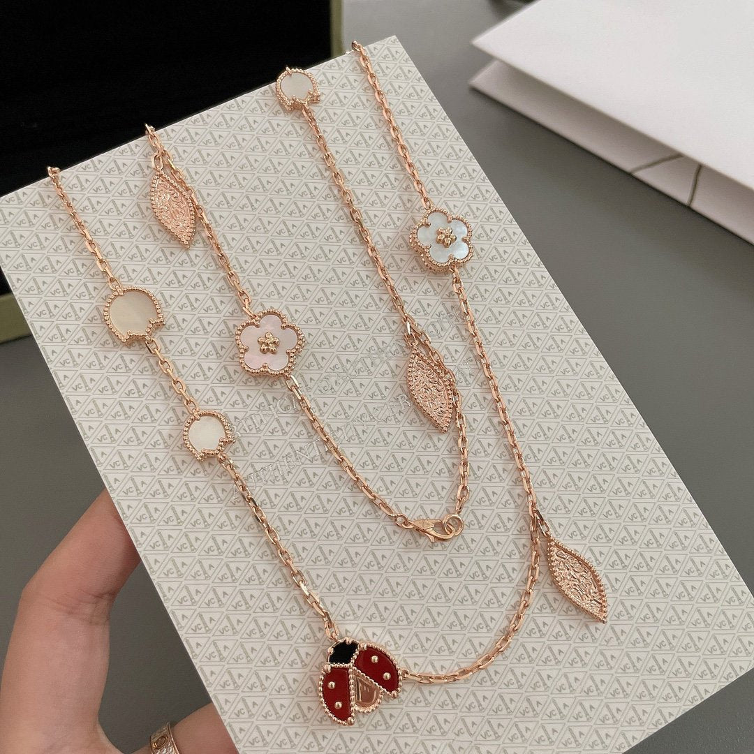 [⭐Haelin Jewelry]LUCKY SPRING 15 MOTIFS ROSE GOLD NECKLACE