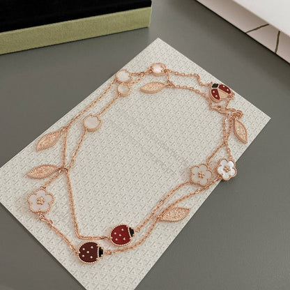 [⭐Haelin Jewelry]LUCKY SPRING 15 MOTIFS ROSE GOLD NECKLACE