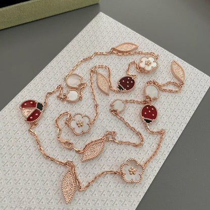 [⭐Haelin Jewelry]LUCKY SPRING 15 MOTIFS ROSE GOLD NECKLACE