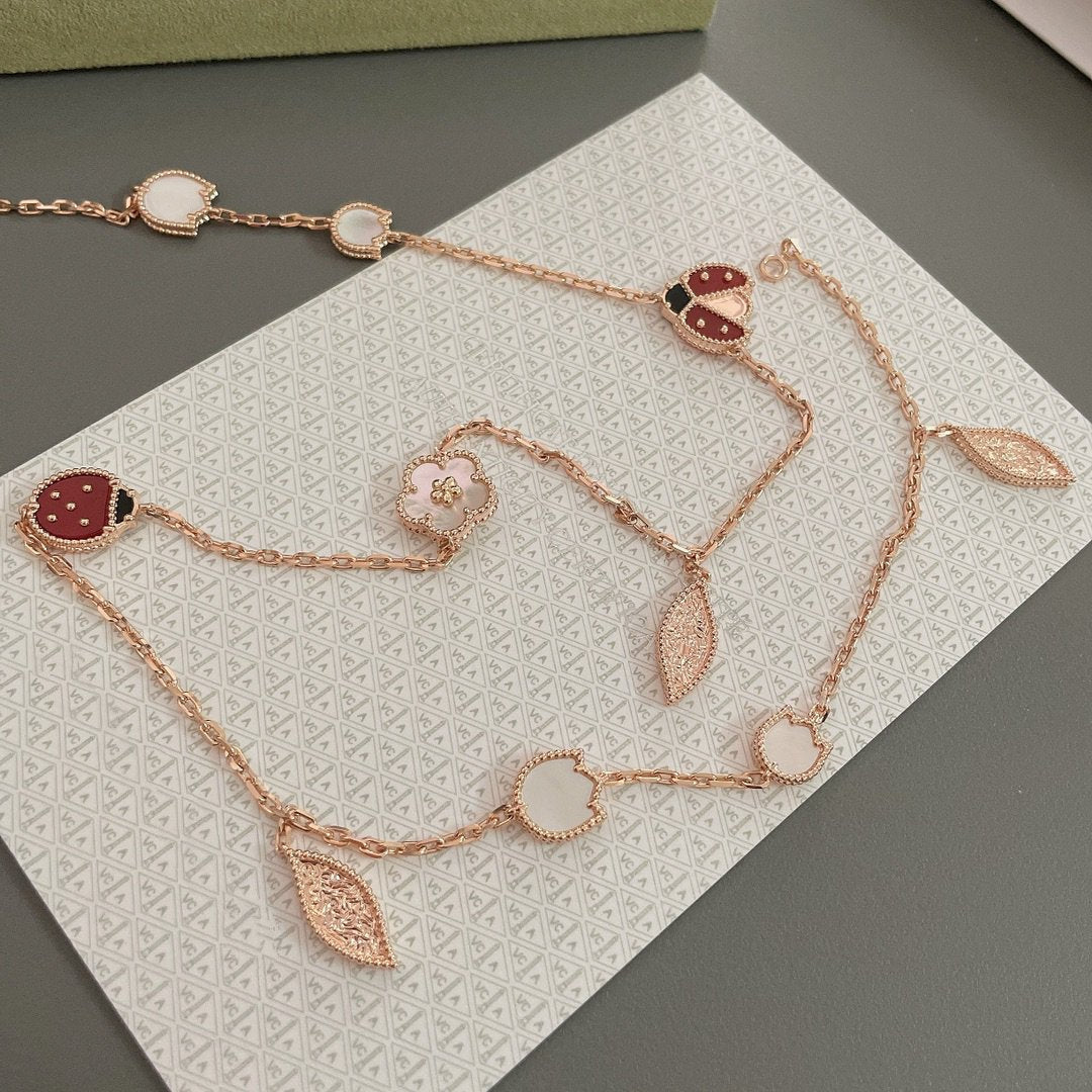 [⭐Haelin Jewelry]LUCKY SPRING 15 MOTIFS ROSE GOLD NECKLACE
