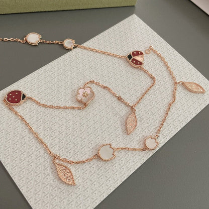 [⭐Haelin Jewelry]LUCKY SPRING 15 MOTIFS ROSE GOLD NECKLACE
