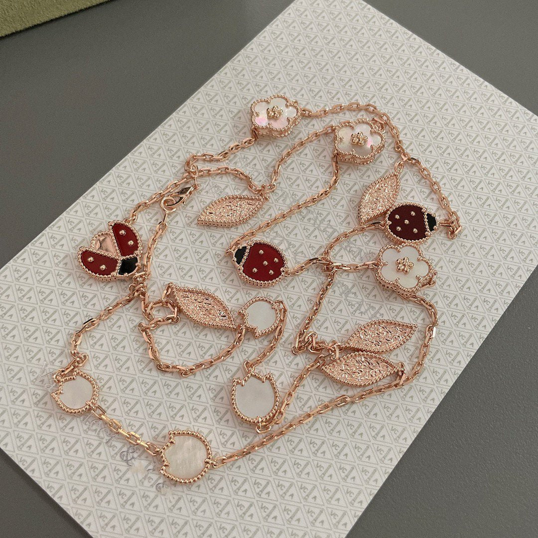 [⭐Haelin Jewelry]LUCKY SPRING 15 MOTIFS ROSE GOLD NECKLACE