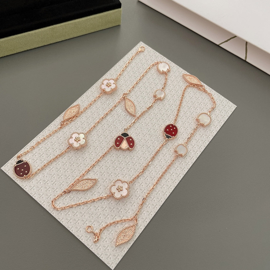 [⭐Haelin Jewelry]LUCKY SPRING 15 MOTIFS ROSE GOLD NECKLACE