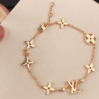 [⭐Haelin Jewelry]STAR AND SUN 7 MOTIFS GOLD BRACELET