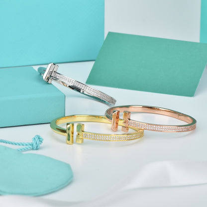 [Haelin Jewelry]WIDE DIAMONDS HINGED BANGLE