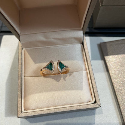 [⭐Haelin Jewelry]DREAM MALACHITE DIAMOND OPEN RING