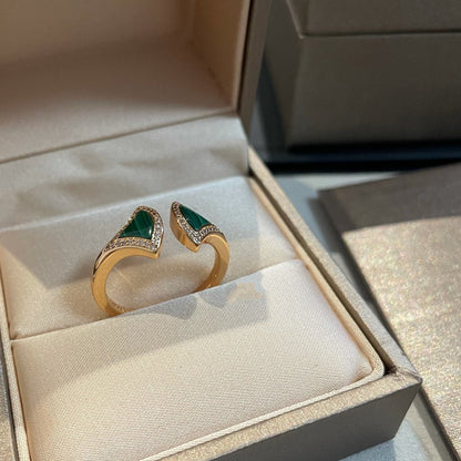 [⭐Haelin Jewelry]DREAM MALACHITE DIAMOND OPEN RING