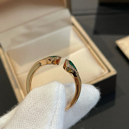 [⭐Haelin Jewelry]DREAM MALACHITE DIAMOND OPEN RING
