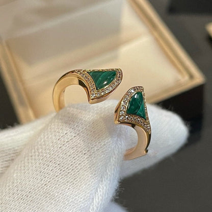 [⭐Haelin Jewelry]DREAM MALACHITE DIAMOND OPEN RING