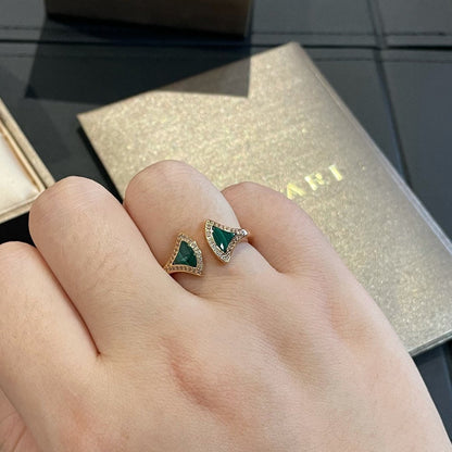 [⭐Haelin Jewelry]DREAM MALACHITE DIAMOND OPEN RING