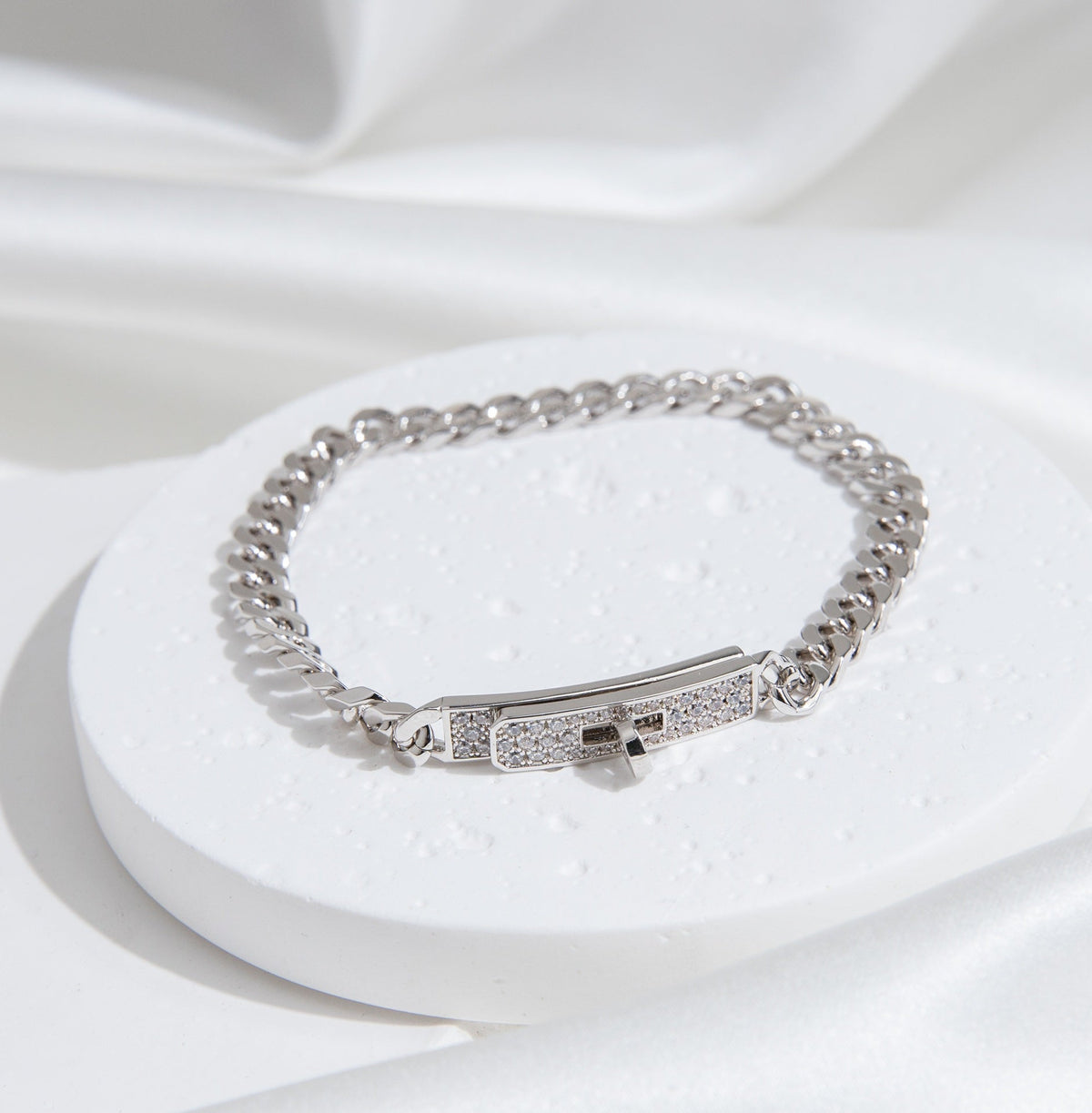 [⭐Haelin Jewelry]KELLY CHAIN SILVER DIAMOND BRACELET