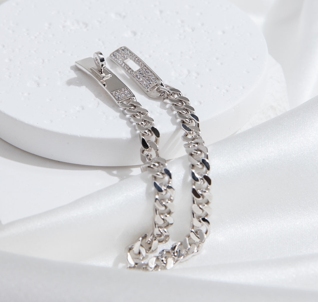 [⭐Haelin Jewelry]KELLY CHAIN SILVER DIAMOND BRACELET