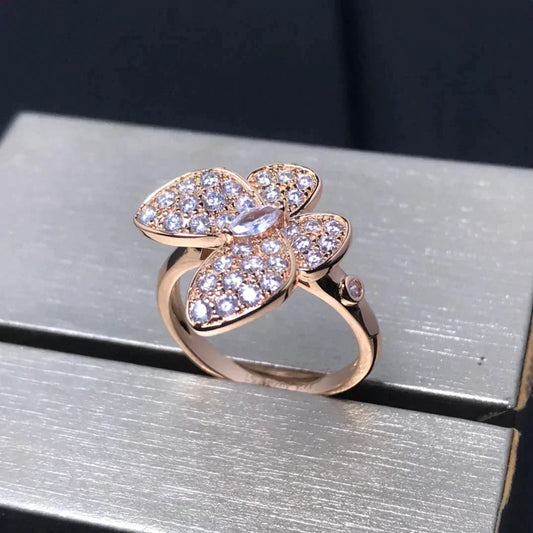 [⭐Haelin Jewelry]BUTTERFLY PINK GOLD DIAMOND RING