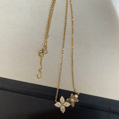 [⭐Haelin Jewelry]STAR BLOSSOM NECKLACE PINK GOLD DIAMONDS
