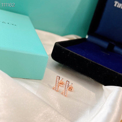 [Haelin Jewelry]X EARRINGS ROSE GOLD DIAMONDS