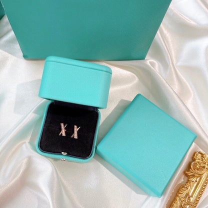 [Haelin Jewelry]X EARRINGS ROSE GOLD DIAMONDS