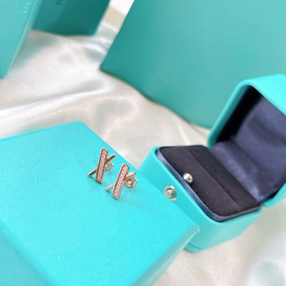 [Haelin Jewelry]X EARRINGS ROSE GOLD DIAMONDS