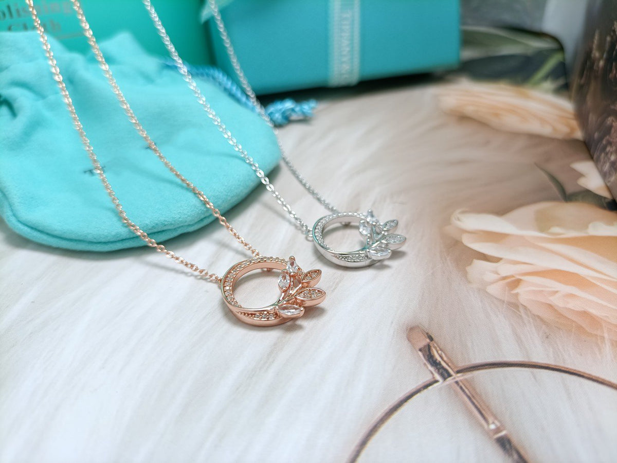 [Haelin Jewelry]DIAMOND VINE CIRCLE PENDANT PLATINUM NECKLACE
