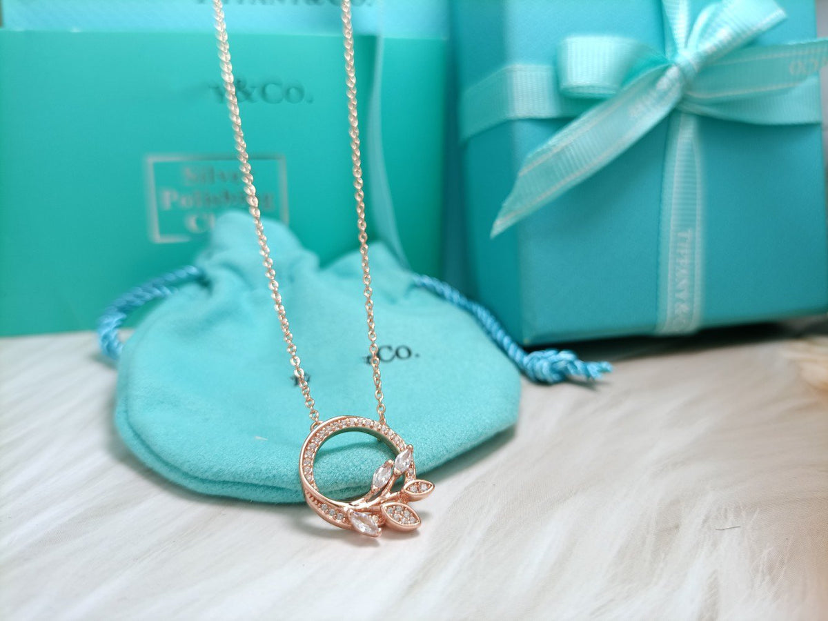 [Haelin Jewelry]DIAMOND VINE CIRCLE PENDANT PLATINUM NECKLACE