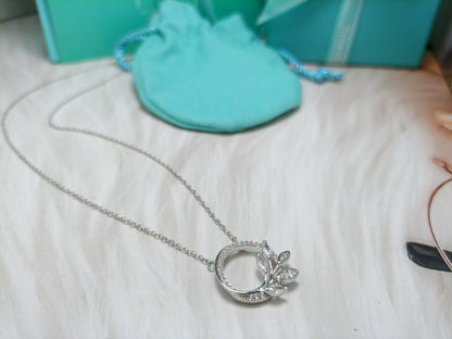 [Haelin Jewelry]DIAMOND VINE CIRCLE PENDANT PLATINUM NECKLACE