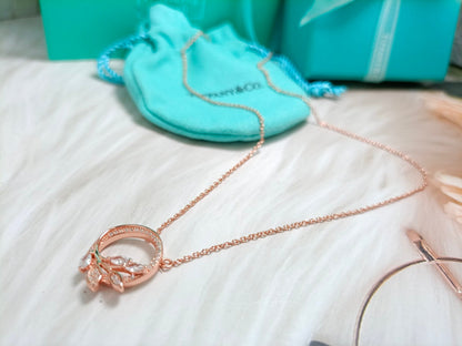 [Haelin Jewelry]DIAMOND VINE CIRCLE PENDANT PLATINUM NECKLACE