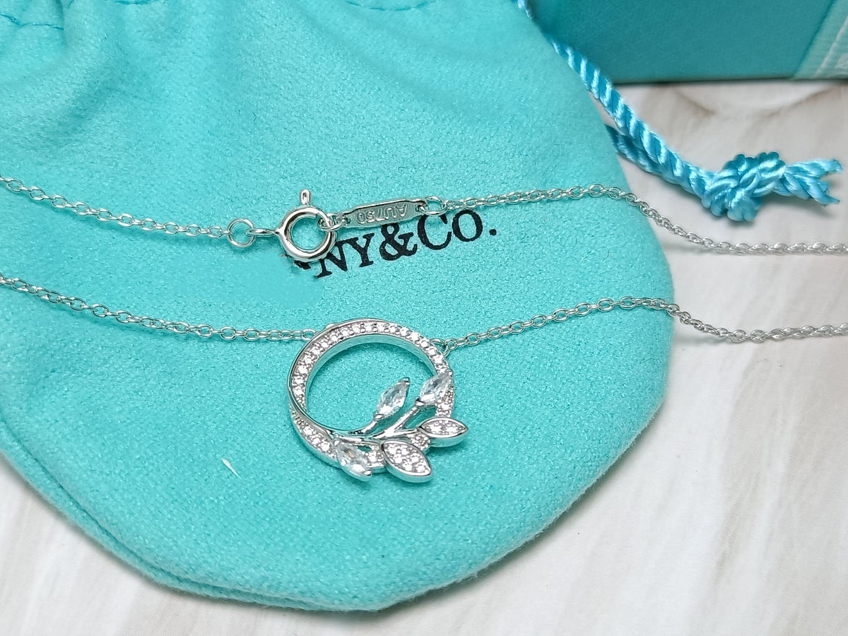 [Haelin Jewelry]DIAMOND VINE CIRCLE PENDANT PLATINUM NECKLACE