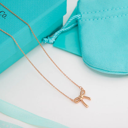 [Haelin Jewelry]RIBBON NECKLACE BOW PENDANT DIAMOND CHARM CHAIN