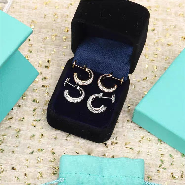 [Haelin Jewelry]HOOP EARRINGS IN ROSE GOLD WITH DIAMONDS