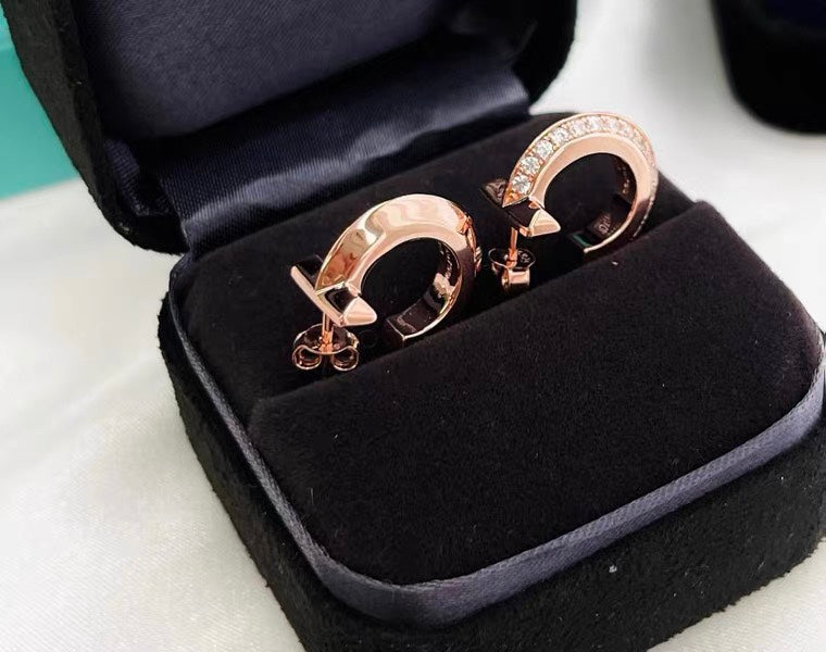 [Haelin Jewelry]HOOP EARRINGS IN ROSE GOLD WITH DIAMONDS