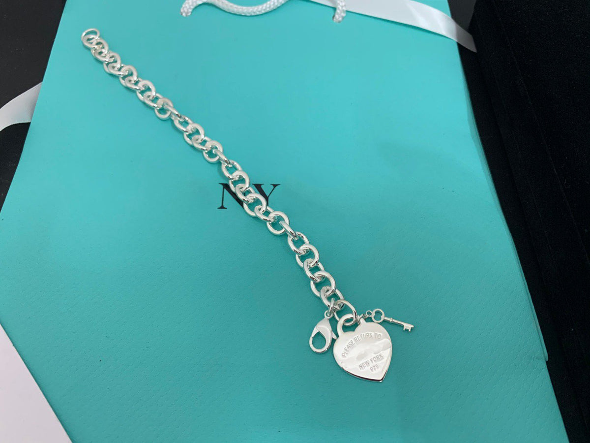 [Haelin Jewelry]KEY HEART CARD CHUNKY INTERLOCKING BRACELET LENGTH