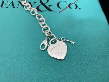 [Haelin Jewelry]KEY HEART CARD CHUNKY INTERLOCKING BRACELET LENGTH