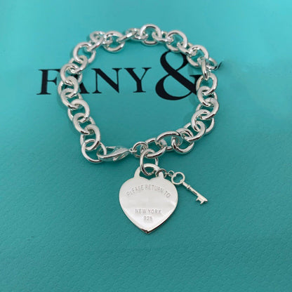 [Haelin Jewelry]KEY HEART CARD CHUNKY INTERLOCKING BRACELET LENGTH