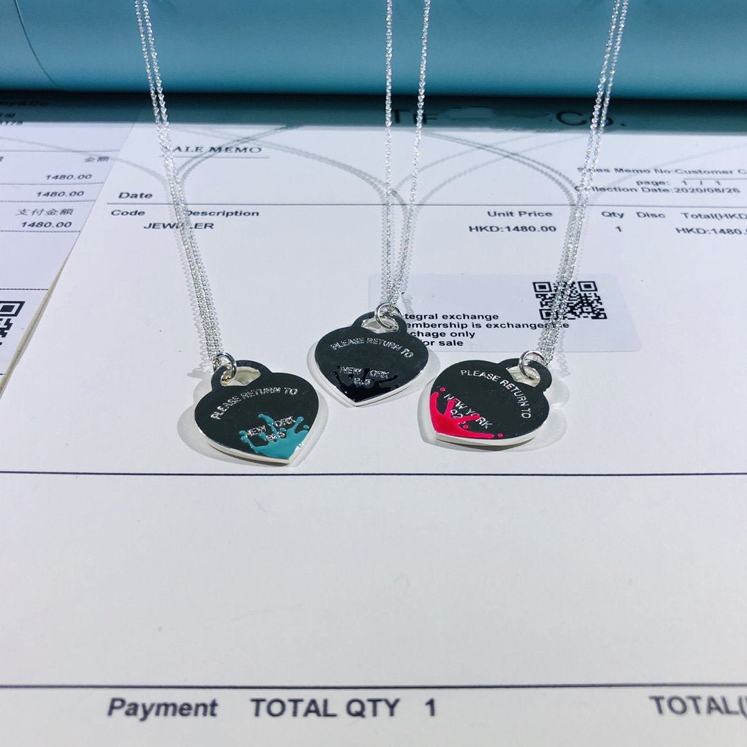 [Haelin Jewelry]COLOUR HEART SPLASH TAG NECKLACE