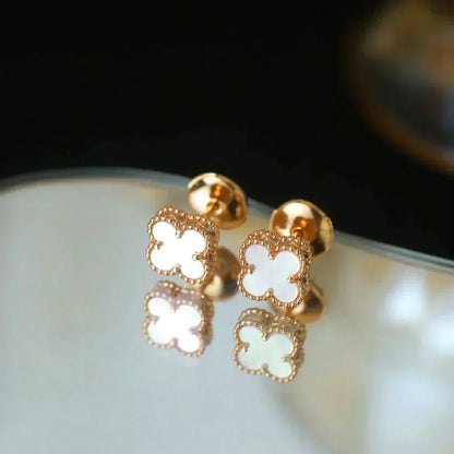 [⭐Haelin Jewelry]CLOVER MINI 9.5MM WHITE MOP EARRINGS