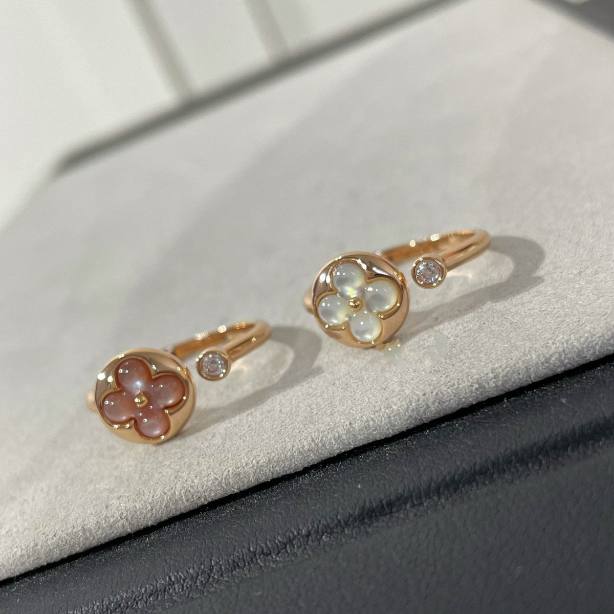 [⭐Haelin Jewelry]SUN 1 DIAMOND PINK MOP RING