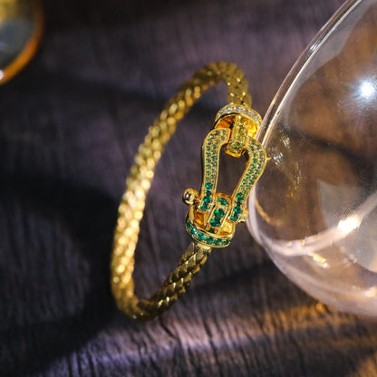 [⭐Haelin Jewelry]FORCE 10 GOLD GREEN DIAMOND PAVED