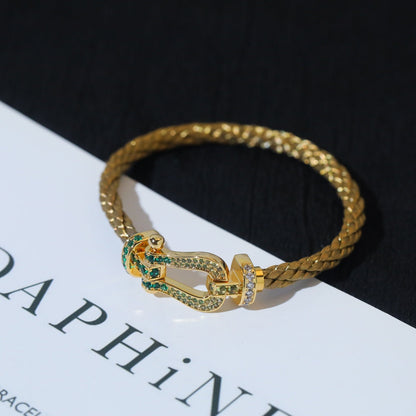 [⭐Haelin Jewelry]FORCE 10 GOLD GREEN DIAMOND PAVED