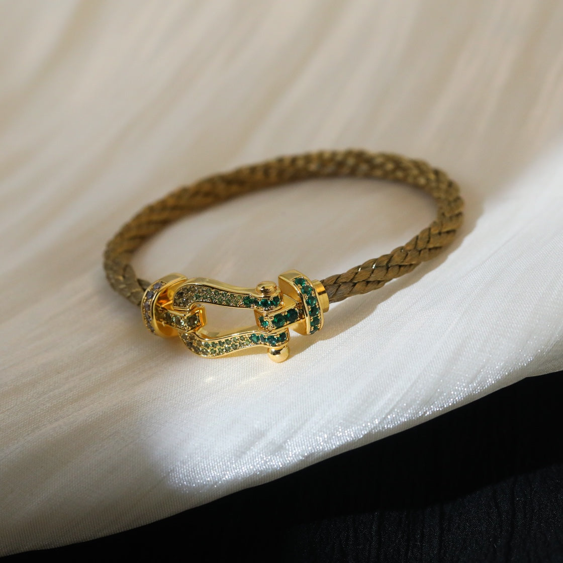 [⭐Haelin Jewelry]FORCE 10 GOLD GREEN DIAMOND PAVED