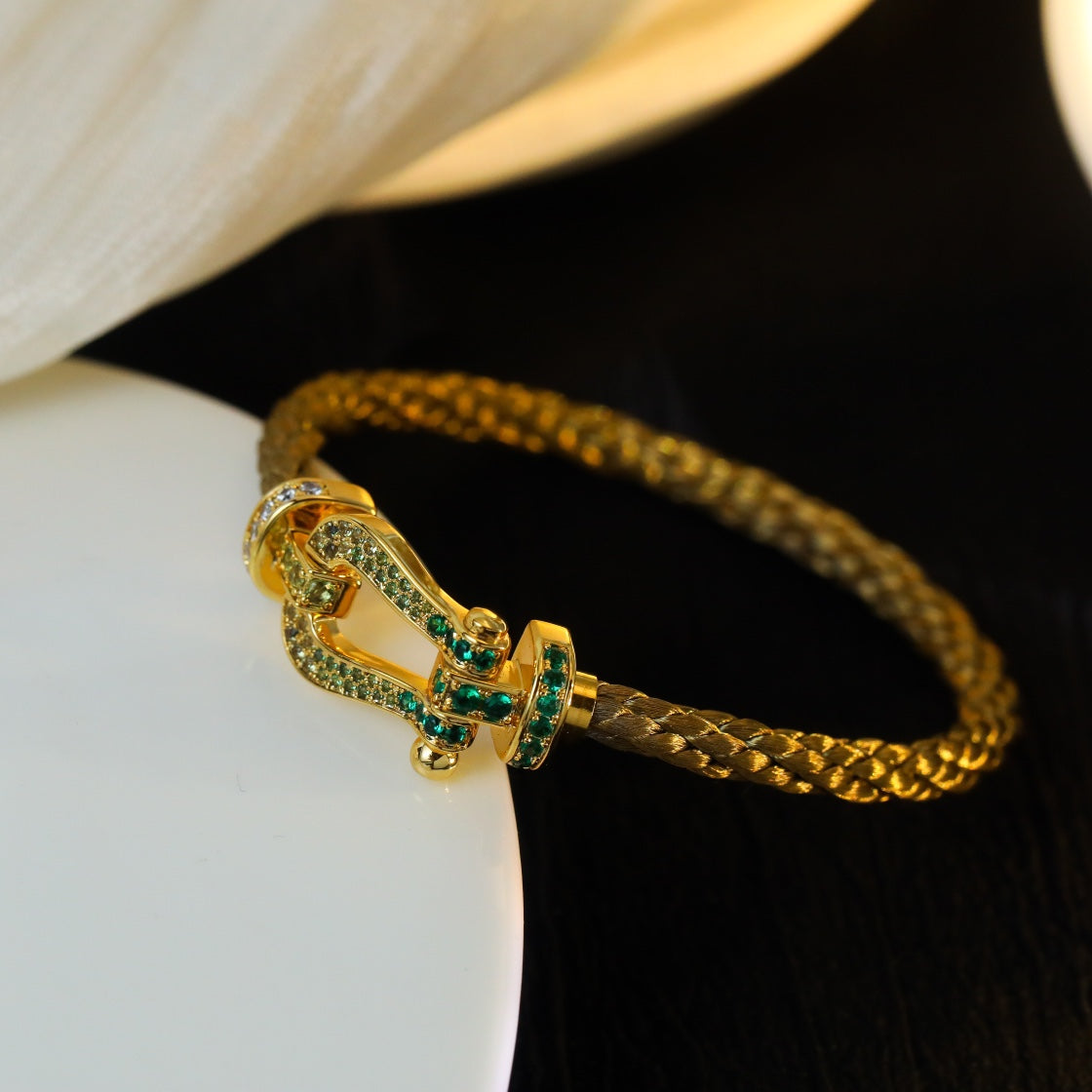[⭐Haelin Jewelry]FORCE 10 GOLD GREEN DIAMOND PAVED