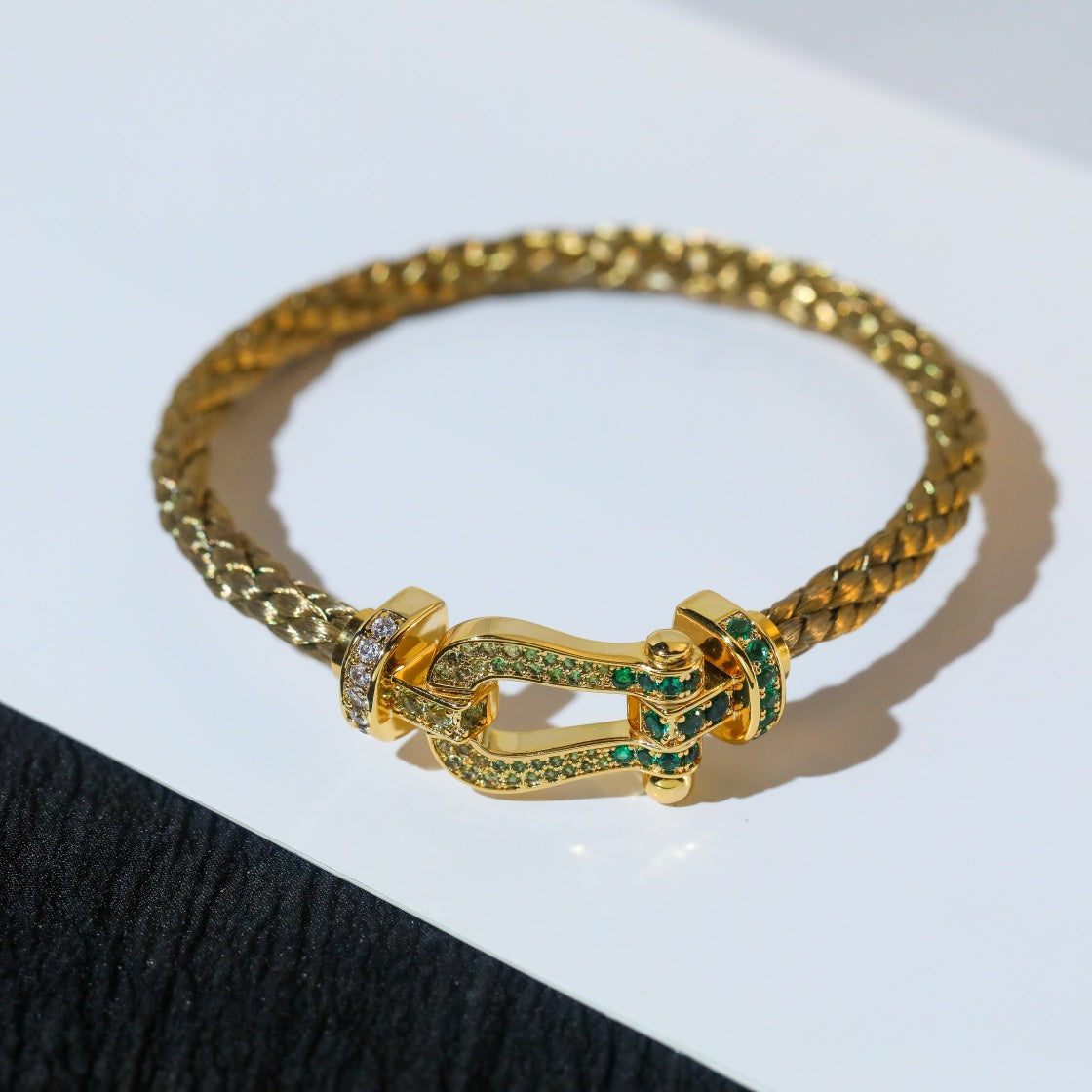 [⭐Haelin Jewelry]FORCE 10 GOLD GREEN DIAMOND PAVED