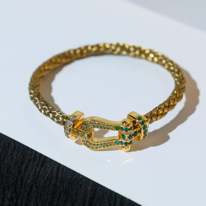 [⭐Haelin Jewelry]FORCE 10 GOLD GREEN DIAMOND PAVED