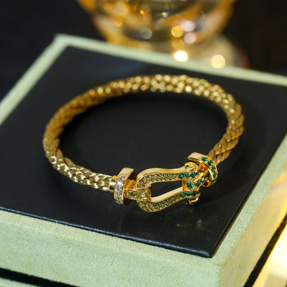 [⭐Haelin Jewelry]FORCE 10 GOLD GREEN DIAMOND PAVED