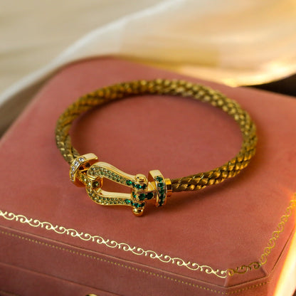[⭐Haelin Jewelry]FORCE 10 GOLD GREEN DIAMOND PAVED