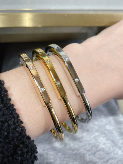 [Haelin Jewelry]LOCK BRACELET 8 DIAMOND