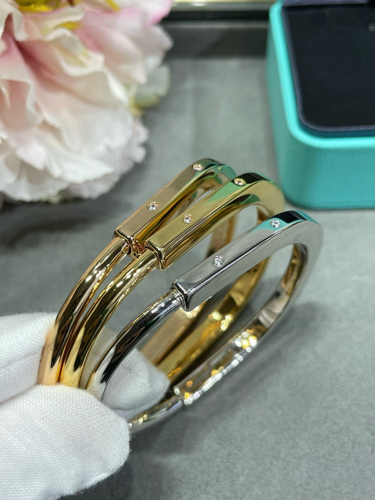 [Haelin Jewelry]LOCK BRACELET 8 DIAMOND